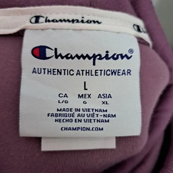 Champion Plush Velour Purple Jersey Lined Scuba Hood Pullover Hoodie Wms Large - Picture 4 of 6